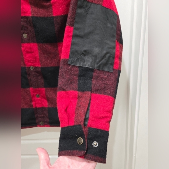FJALLRAVEN CANADA WOOL PADDED JACKET SHACKET RED BLACK BUFFALO PLAID MEN MEDIUM - Picture 6 of 16